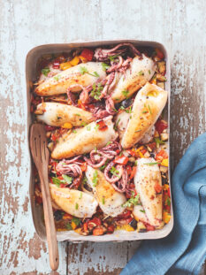 Calamari ripieni con caponatina