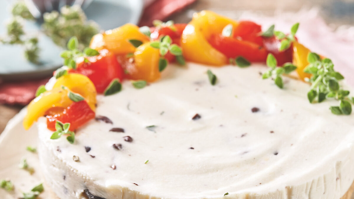 Cheesecake alle olive, peperoni e origano