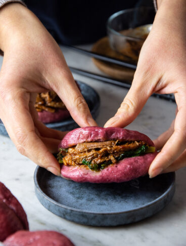 Bao buns alle carote viola