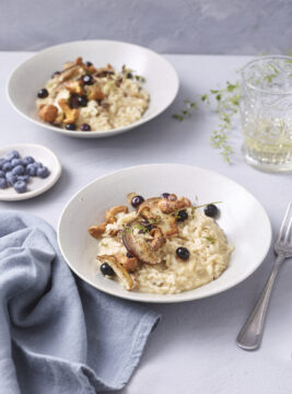 Risotto al parmigiano con funghi e mirtilli - NP