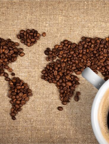 CAFFE NEL MONDO Black coffee beans map