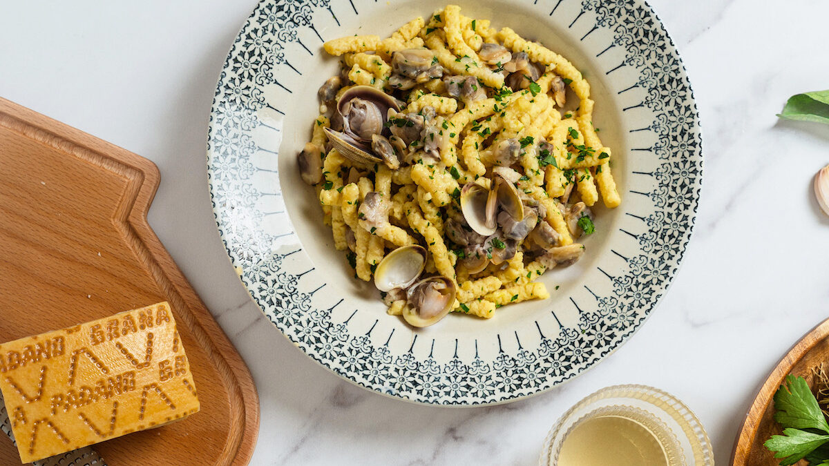 Passatelli al Grana Padano DOP Riserva 24 mesi con vongole alla marinara
