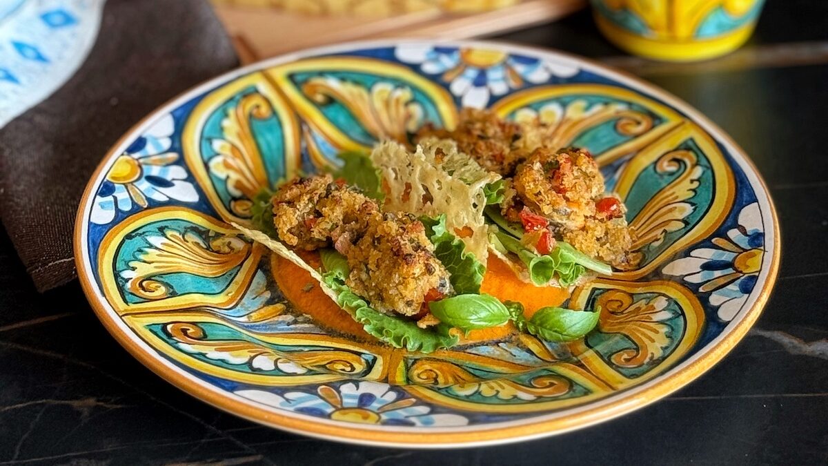 Tacos di Grana Padano DOP con cozze gratinate