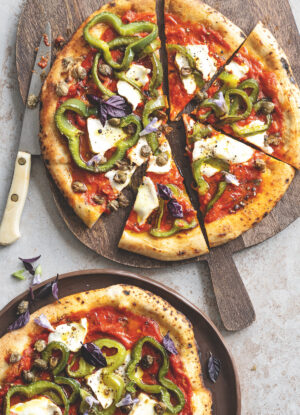 Pizza allo chèvre e capperi fritti