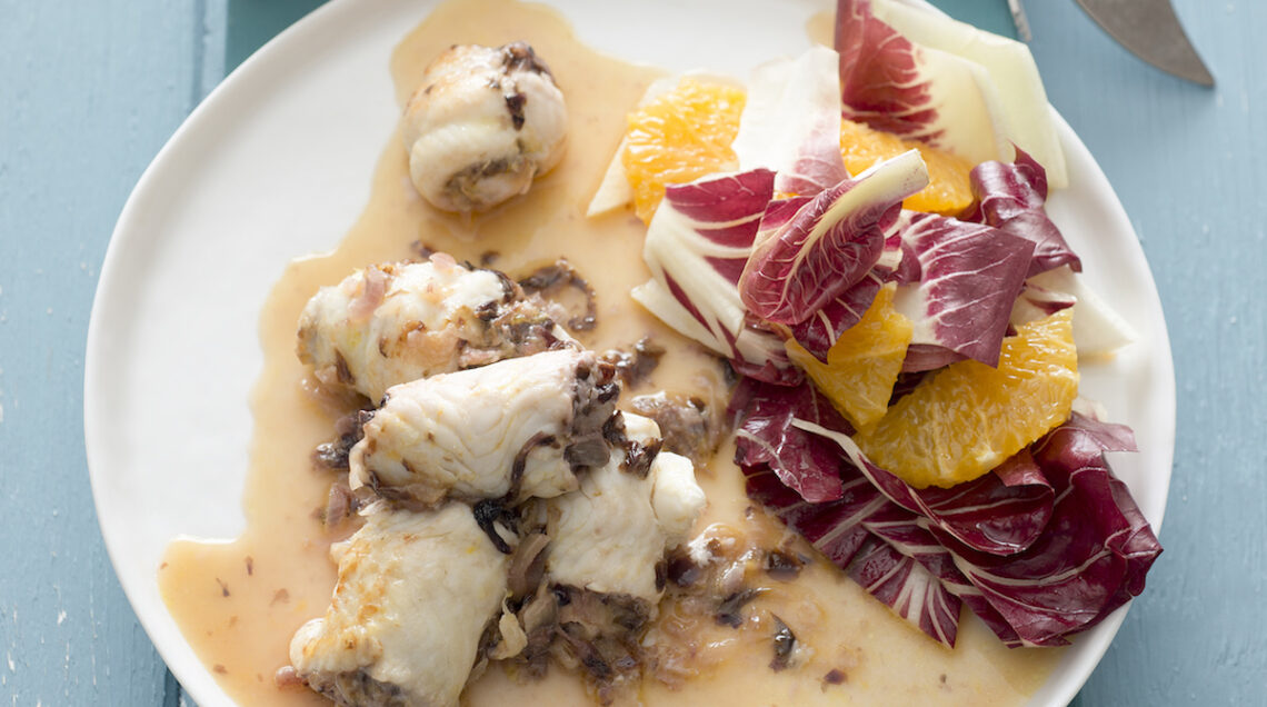 Involtini di sogliola radicchio e arancia