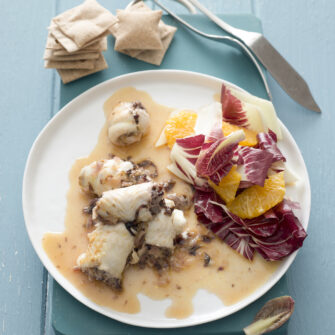 Involtini di sogliola radicchio e arancia