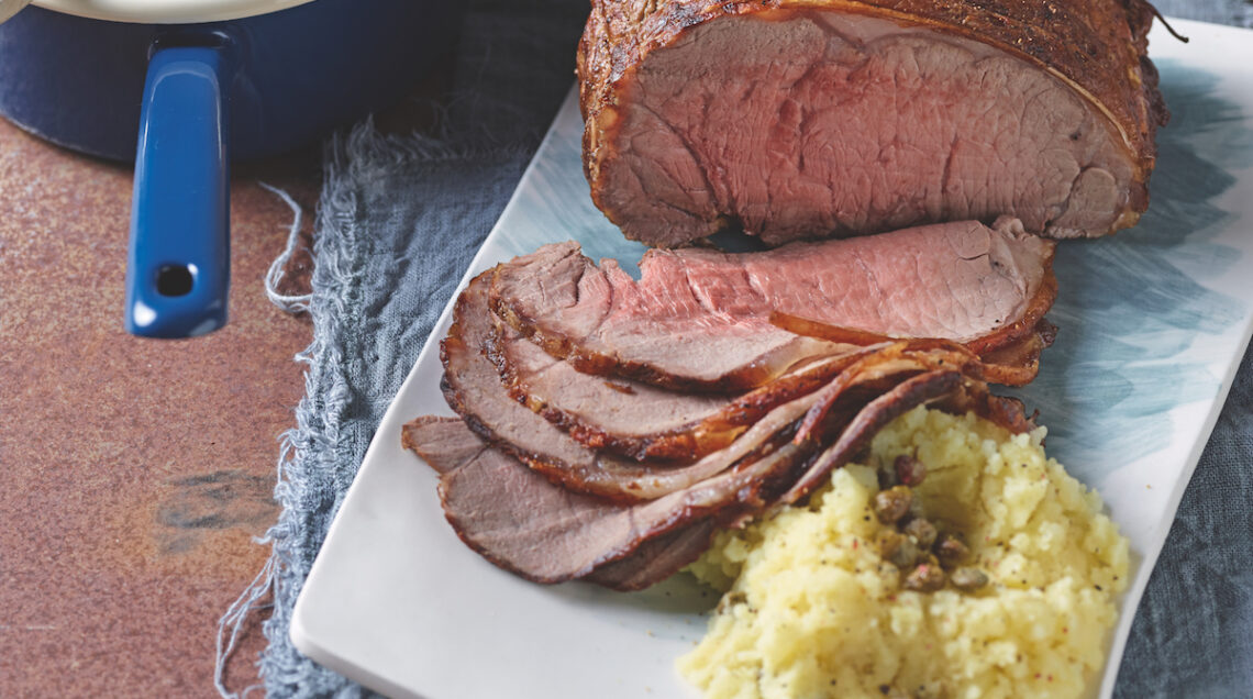 Controfiletto di manzo al porto con purè e funghi