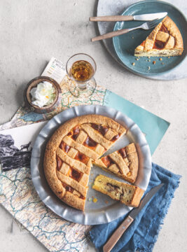 pizza con crema, ricotta e canditi