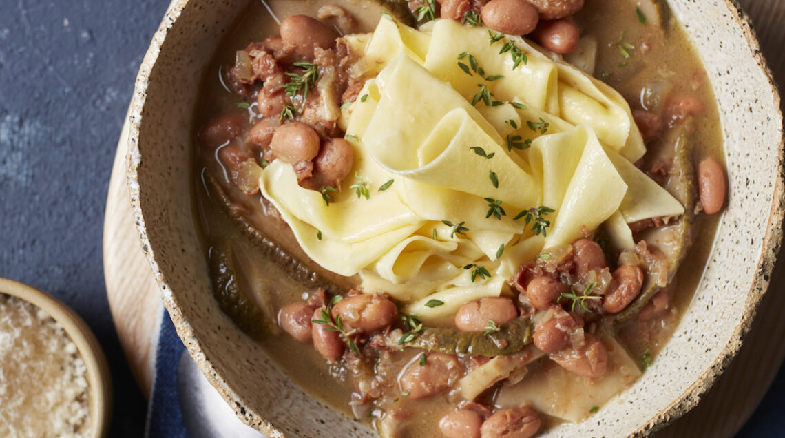 Maltagliati con zuppetta di borlotti e porcini - NP