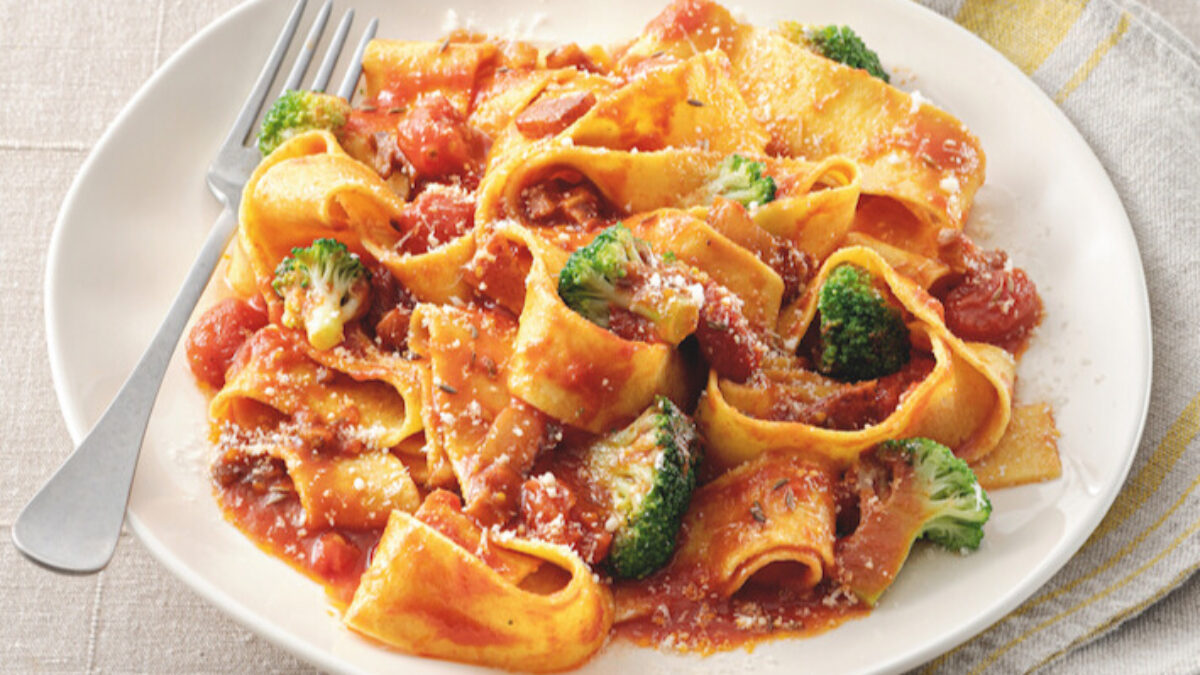 Pappardelle ai broccoli e pancetta