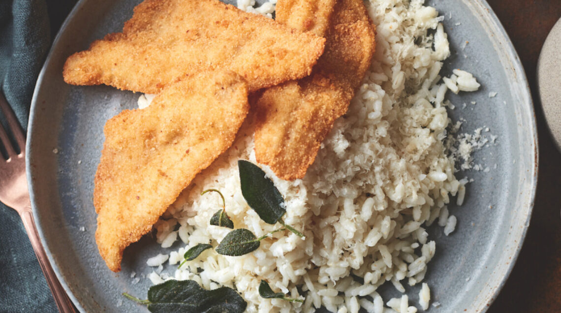 Riso in cagnone con il pesce persico