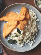 Riso in cagnone con il pesce persico