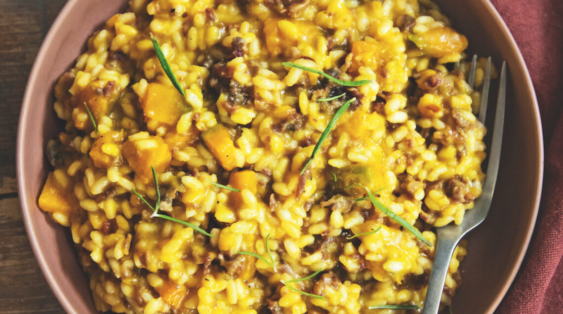 Risotto con salama da sugo e zucca