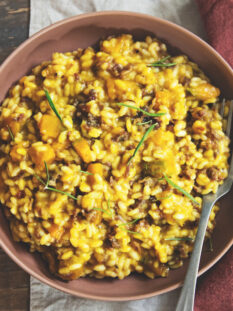 Risotto con salama da sugo e zucca
