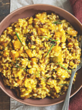 Risotto con salama da sugo e zucca