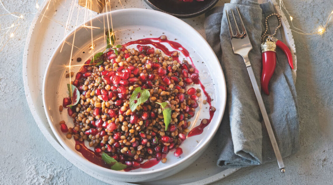 Insalata Di Grano, Lenticchie E Melagrana -