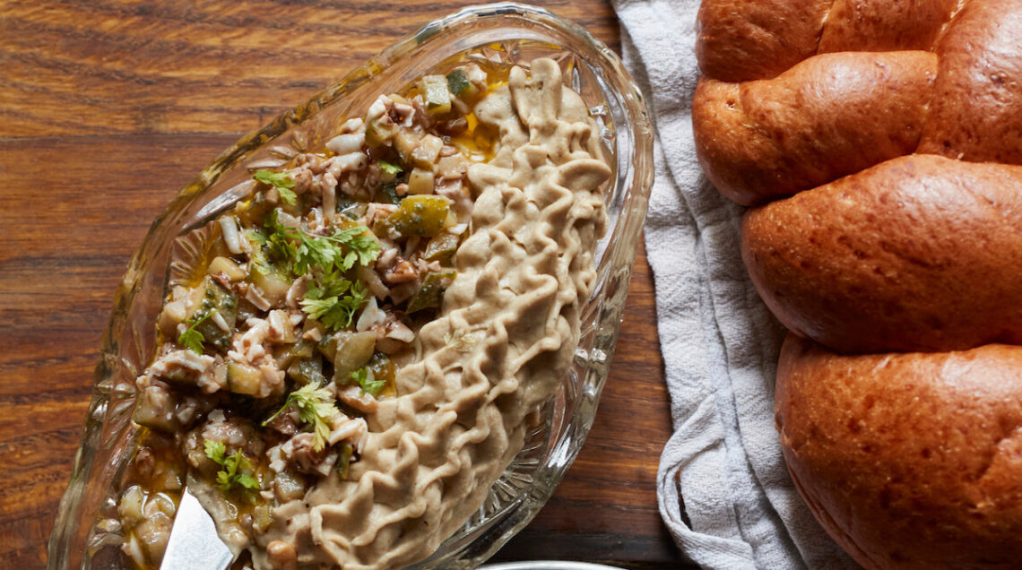 Caviale ebraico di melanzane e funghi porcini