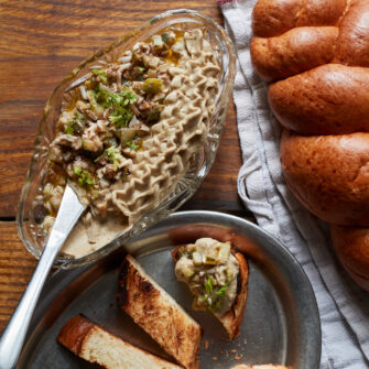 Caviale ebraico di melanzane e funghi porcini