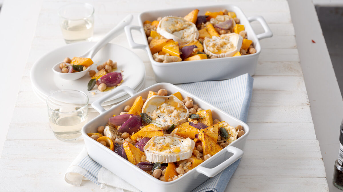 Caprino con zucca e ceci al profumo d’arancia