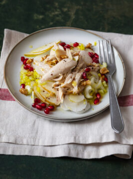 Insalata di cappone con topinambur, sedano e melagrana - NP