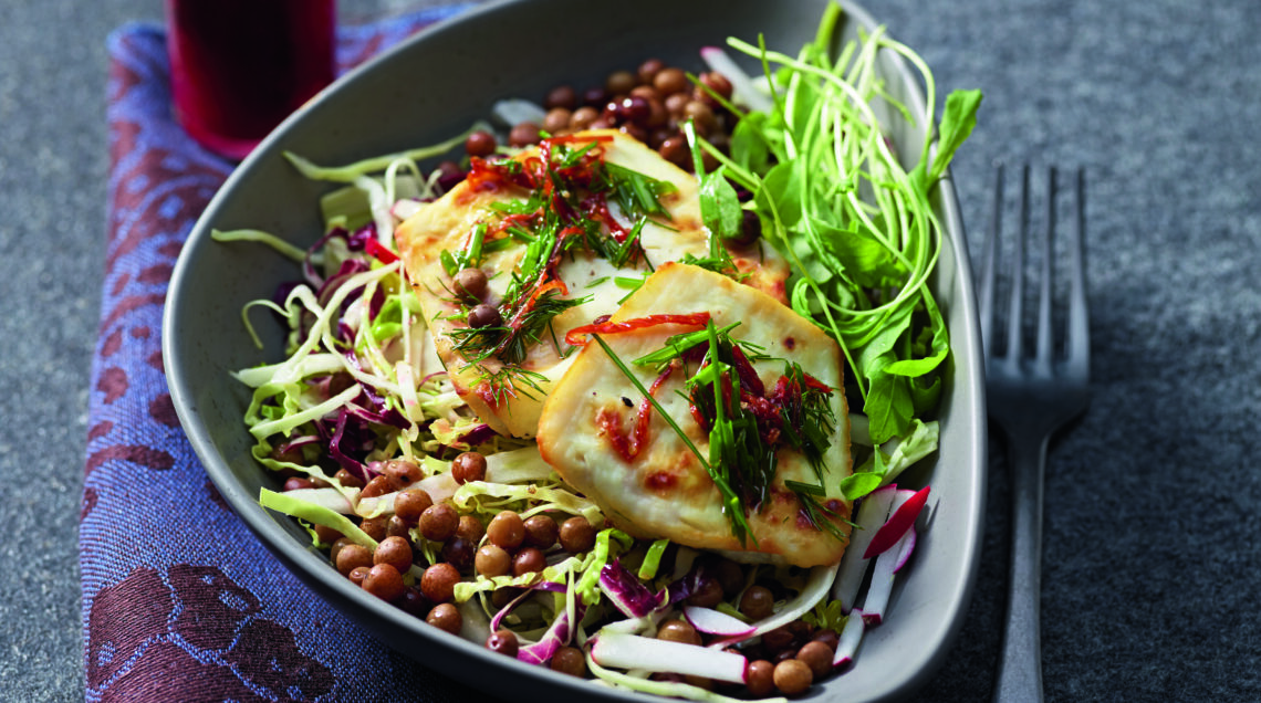 Verza croccante, roveja, finocchi e ricotta di pecora al forno