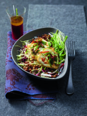 Verza croccante, roveja, finocchi e ricotta di pecora al forno