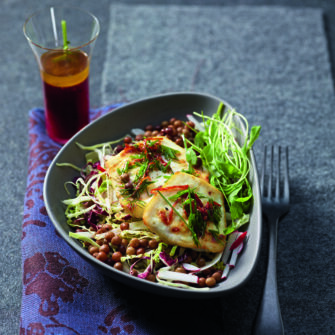 Verza croccante, roveja, finocchi e ricotta di pecora al forno