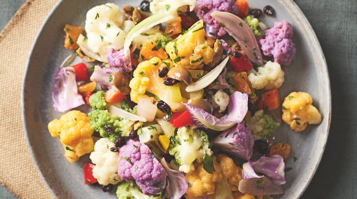 Cavolfiori colorati con giardiniera agrodolce