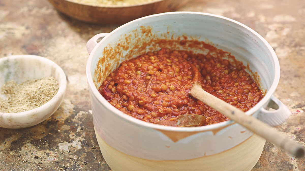 Ragù di lenticchie e porcini alla salvia