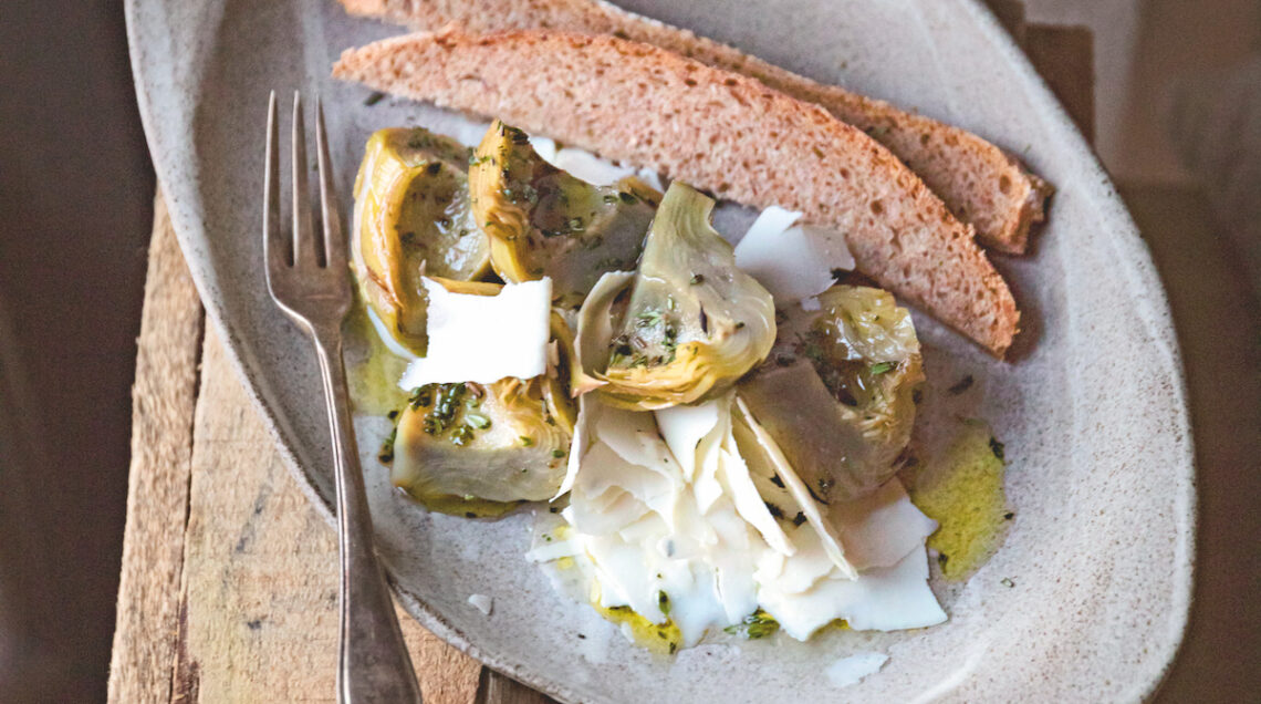 Carciofi confit con ricotta dura