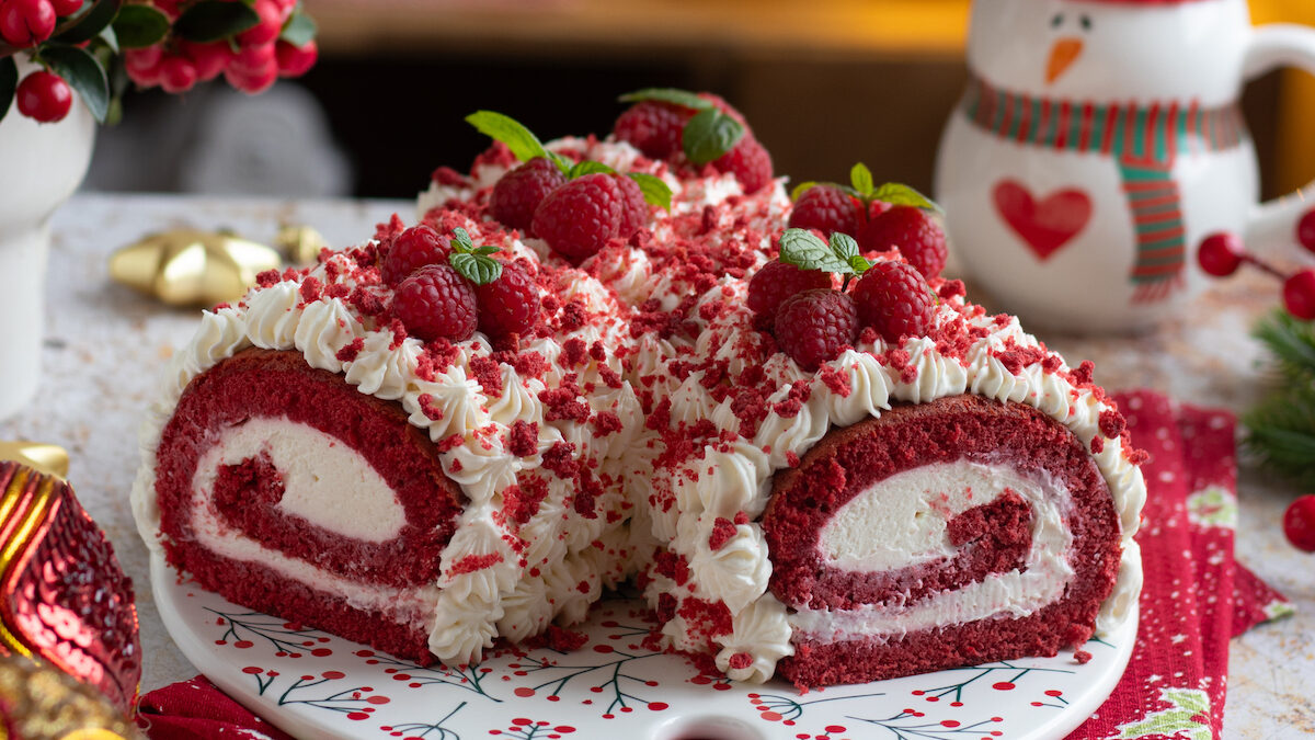 Tronchetto di Natale red velvet con crema al mascarpone