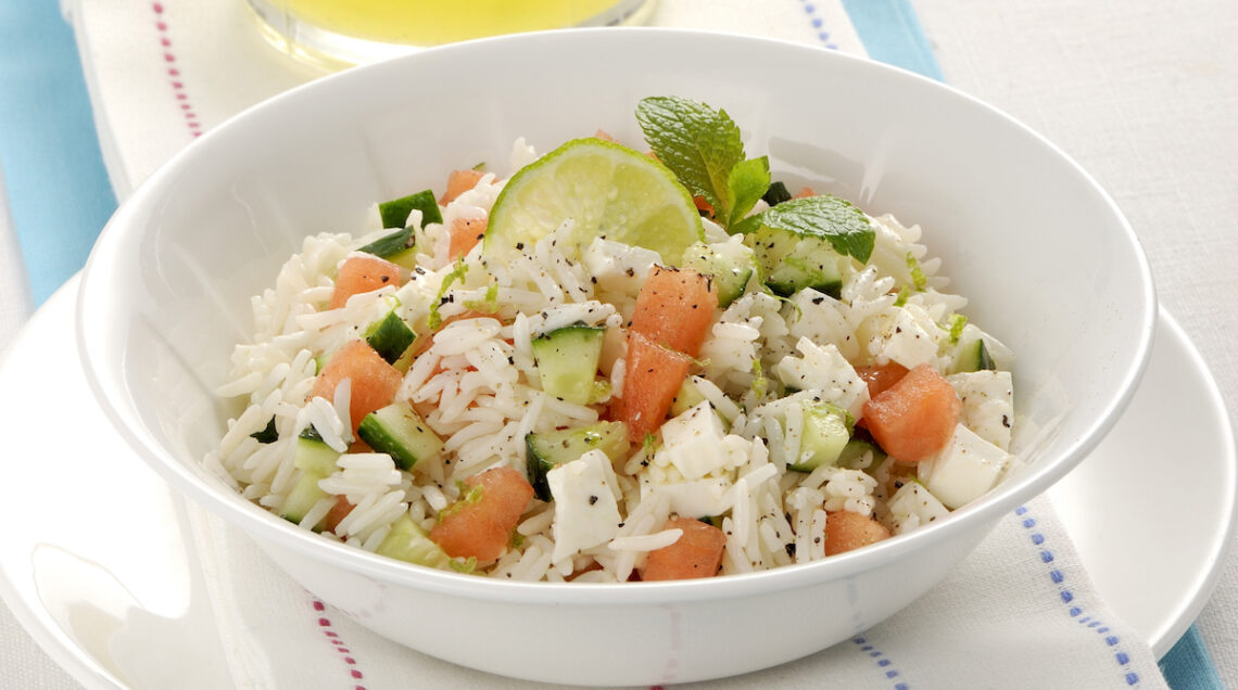 Riso freddo con anguria e primosale