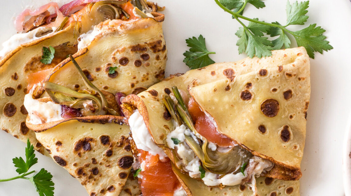 Crespelle con carciofi e salmone