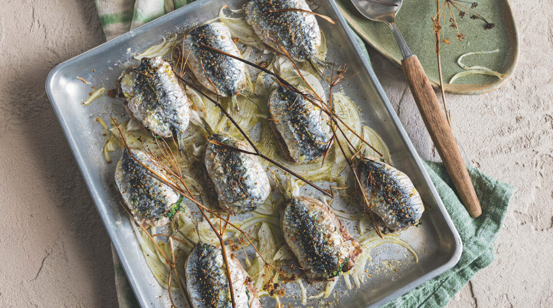 Doppie sardine ripiene al forno