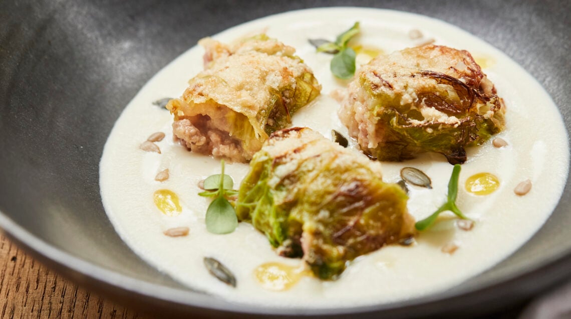 Involtino di verze con crema di topinambur