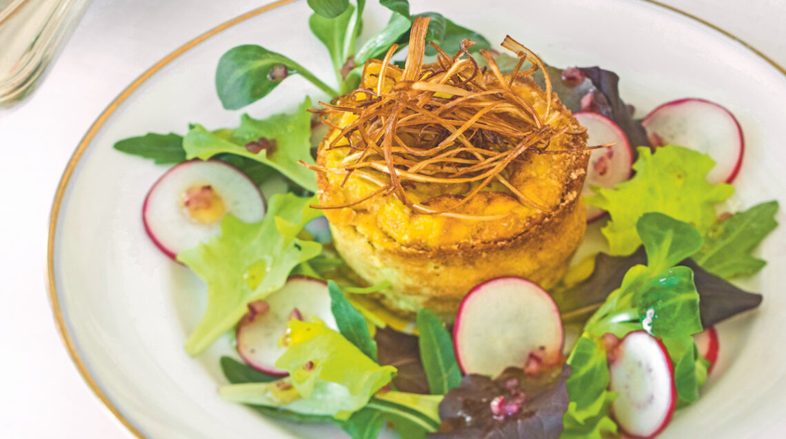 Piccoli flan al roquefort con porri novelli