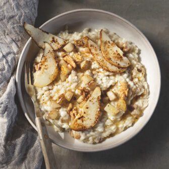 Risotto con Strachitunt e pere caramellate