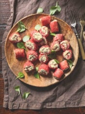 Girandole di carpaccio al caprino e crescione