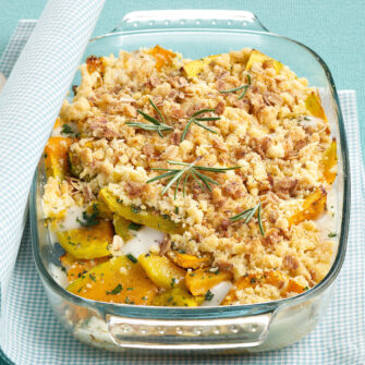 Teglia di zucca con i fiocchi di orzo