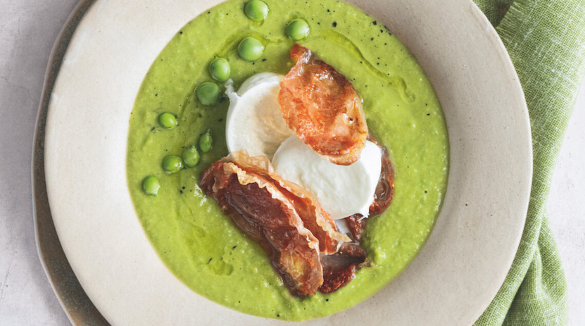 zuppa fredda di piselli e bufale