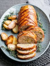 polpettone di maiale con pistacchi e patate