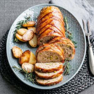polpettone di maiale con pistacchi e patate