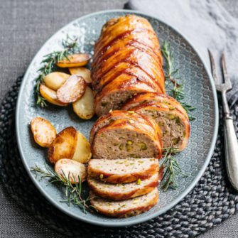 polpettone di maiale con pistacchi e patate