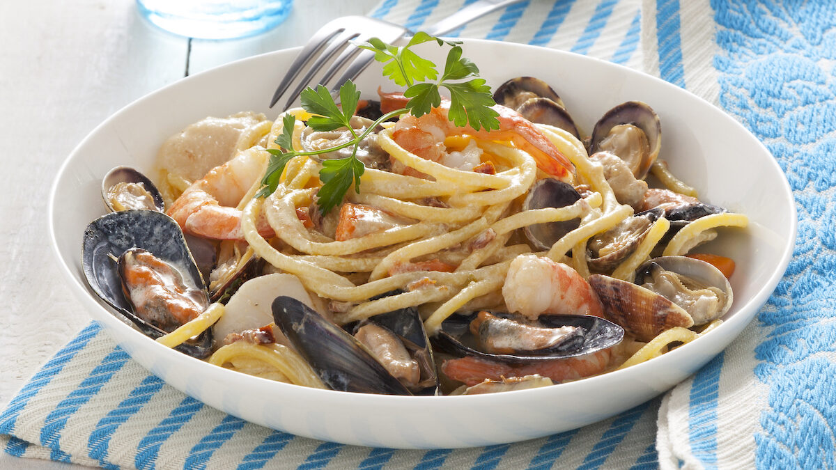 Carbonara di mare con ricotta