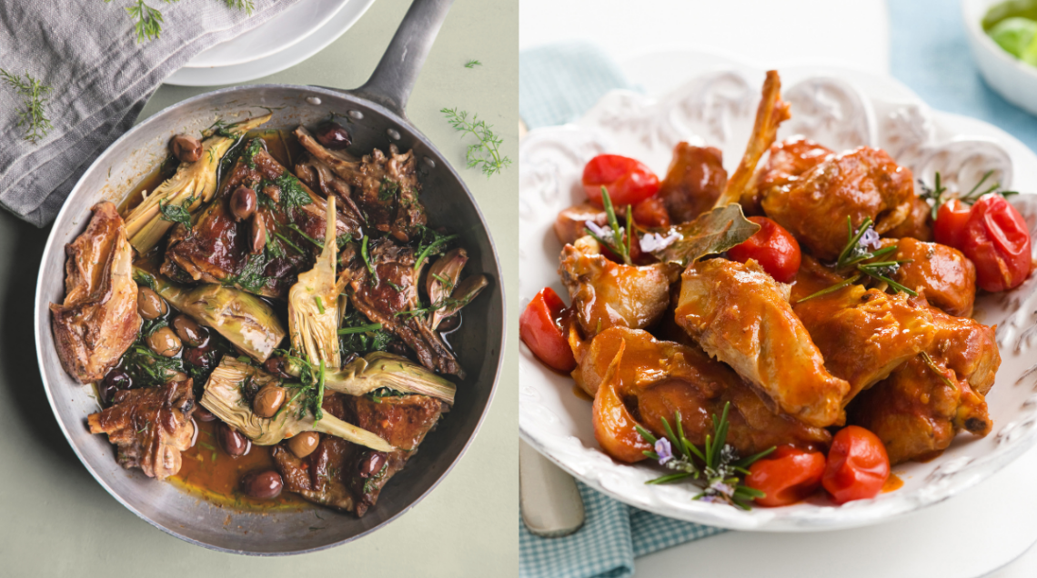 agnello con carciofi e agnello con pomodorini