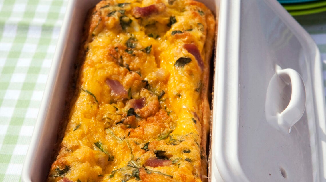 Frittata alta al forno con dadini di pancetta e cuore affumicato