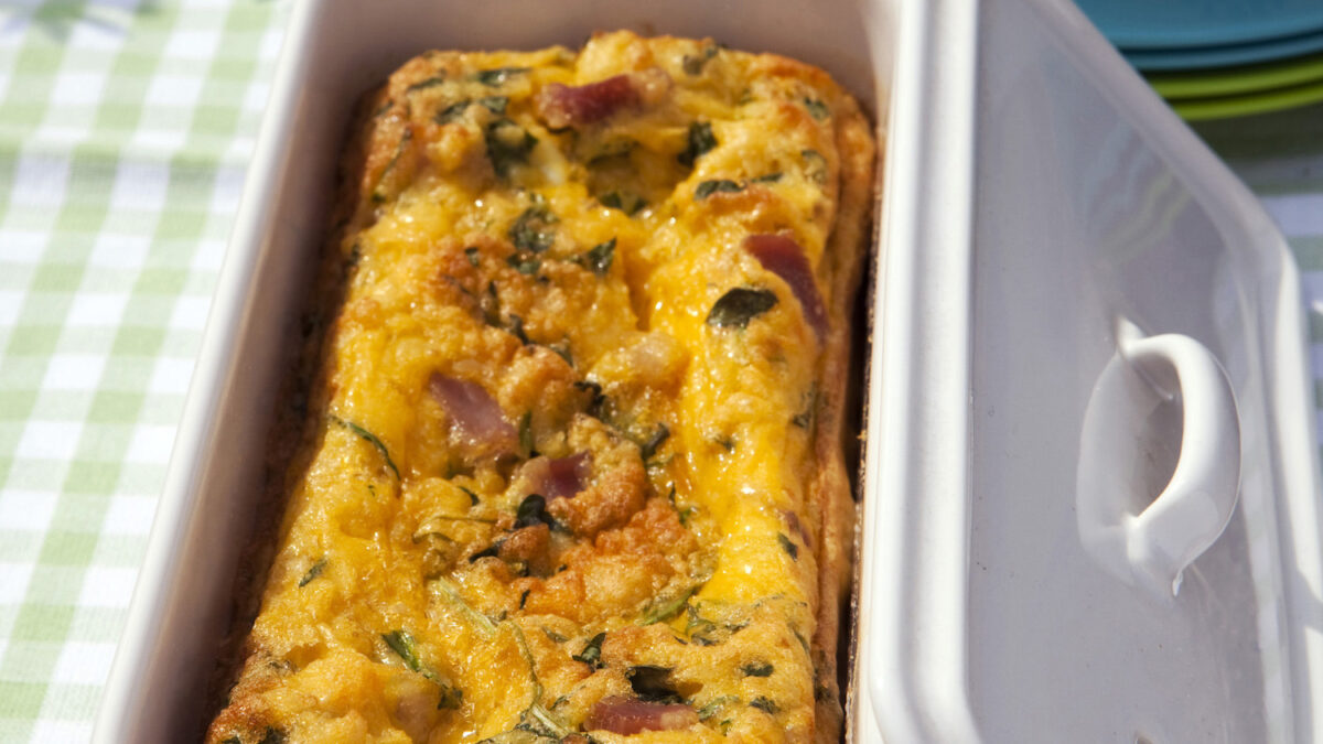 Frittata alta al forno con dadini di pancetta e cuore affumicato
