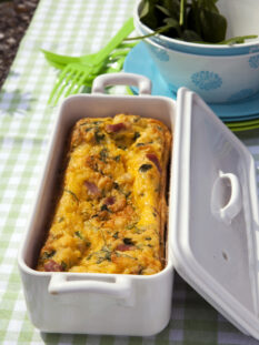 Frittata alta al forno con dadini di pancetta e cuore affumicato