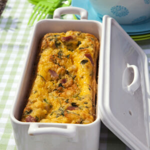 Frittata alta al forno con dadini di pancetta e cuore affumicato