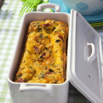 Frittata alta al forno con dadini di pancetta e cuore affumicato